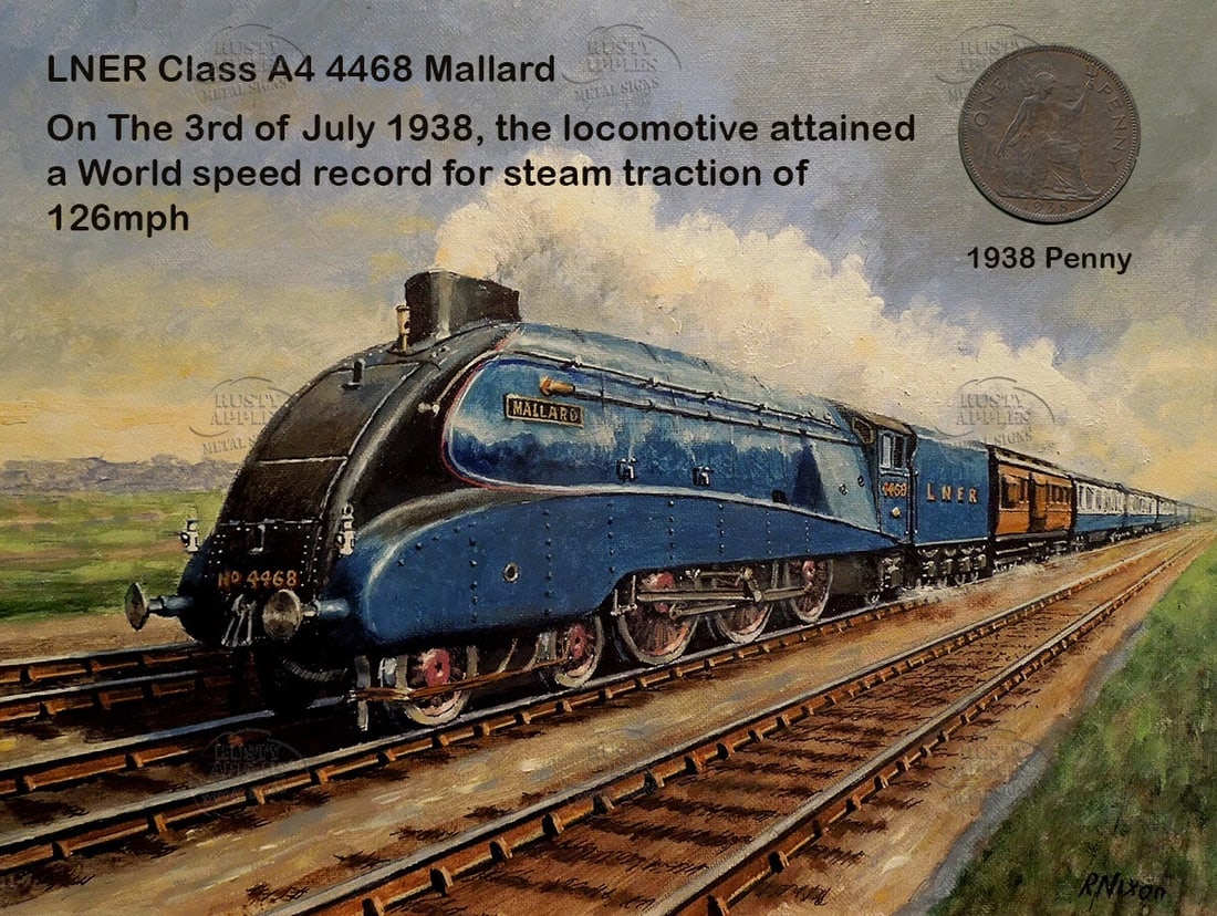 Steam Engine The Mallard 1938 Record Speed Metal Coin Art Display (1 of 1)