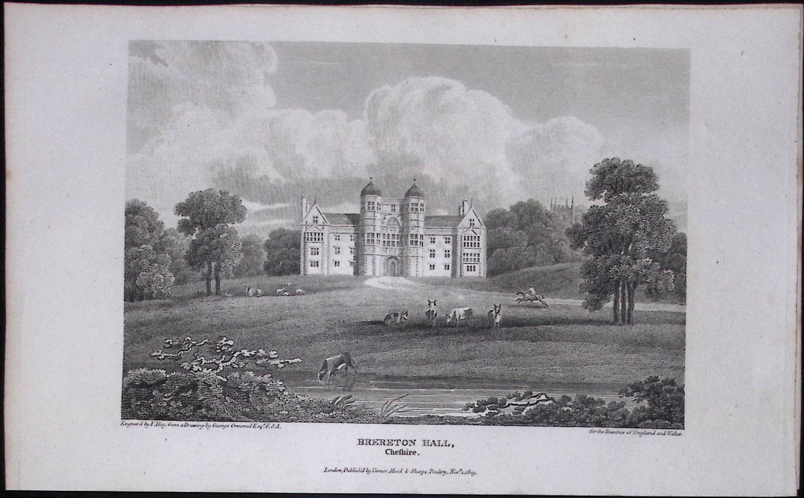 Brereton Hall Cheshire Antique 224 Years-Old Steel-Engraving-70 (1 of 2)