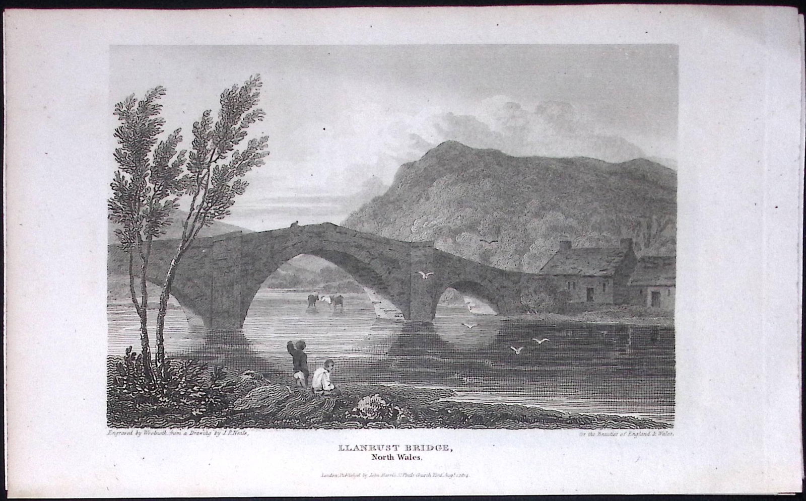 Llanrust Bridge Conwy Wales Antique 213 Years-Old Georgian Steel-Engraving-195: Title: Llanrust Bridge Conwy Wales Antique 213 Years-Old Georgian Steel-Engraving-195 Description: This North Wales Georgian Antique Print Was Removed from a First Edition of.
