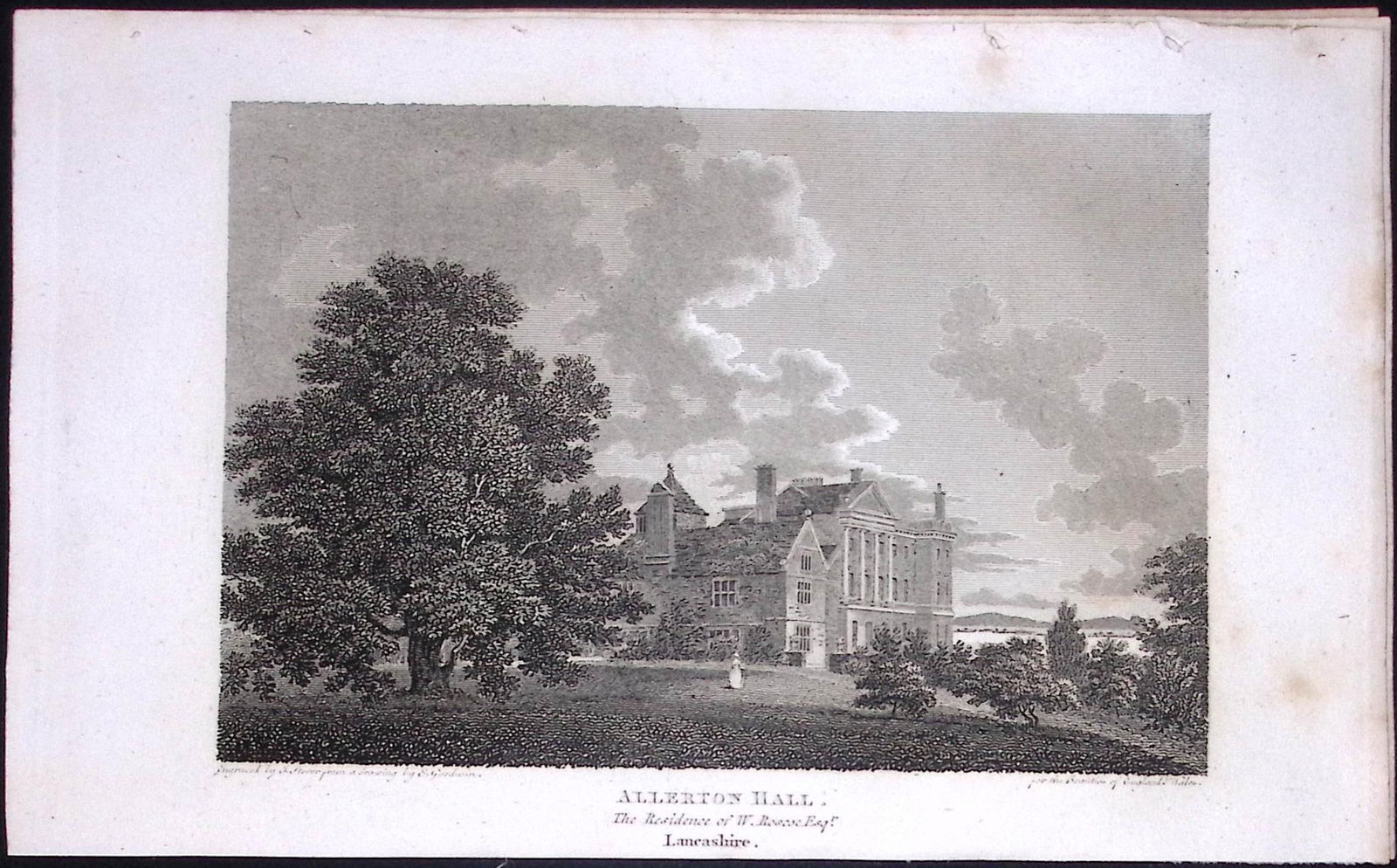 Liverpool Lancashire Allerton Hall Antique 218 Years-Old Steel-Engraving-11 (1 of 2)