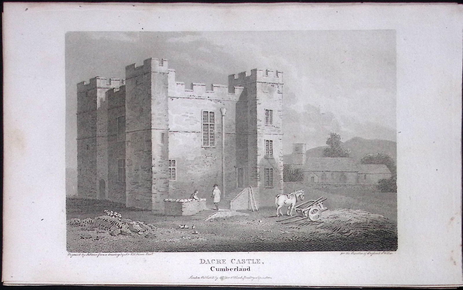 Cumbria Dacre Castle Antique 223 Years-Old Steel-Engraving-124 (1 of 2)