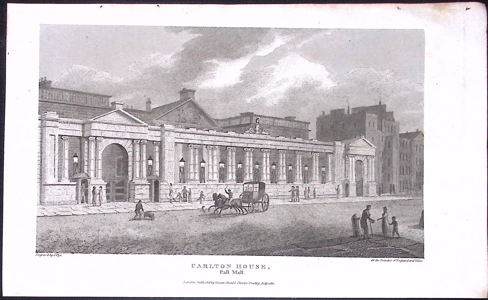 Carlton House Pall Mall London Antique 200 Years-Old Steel-Engraving-230 (1 of 2)