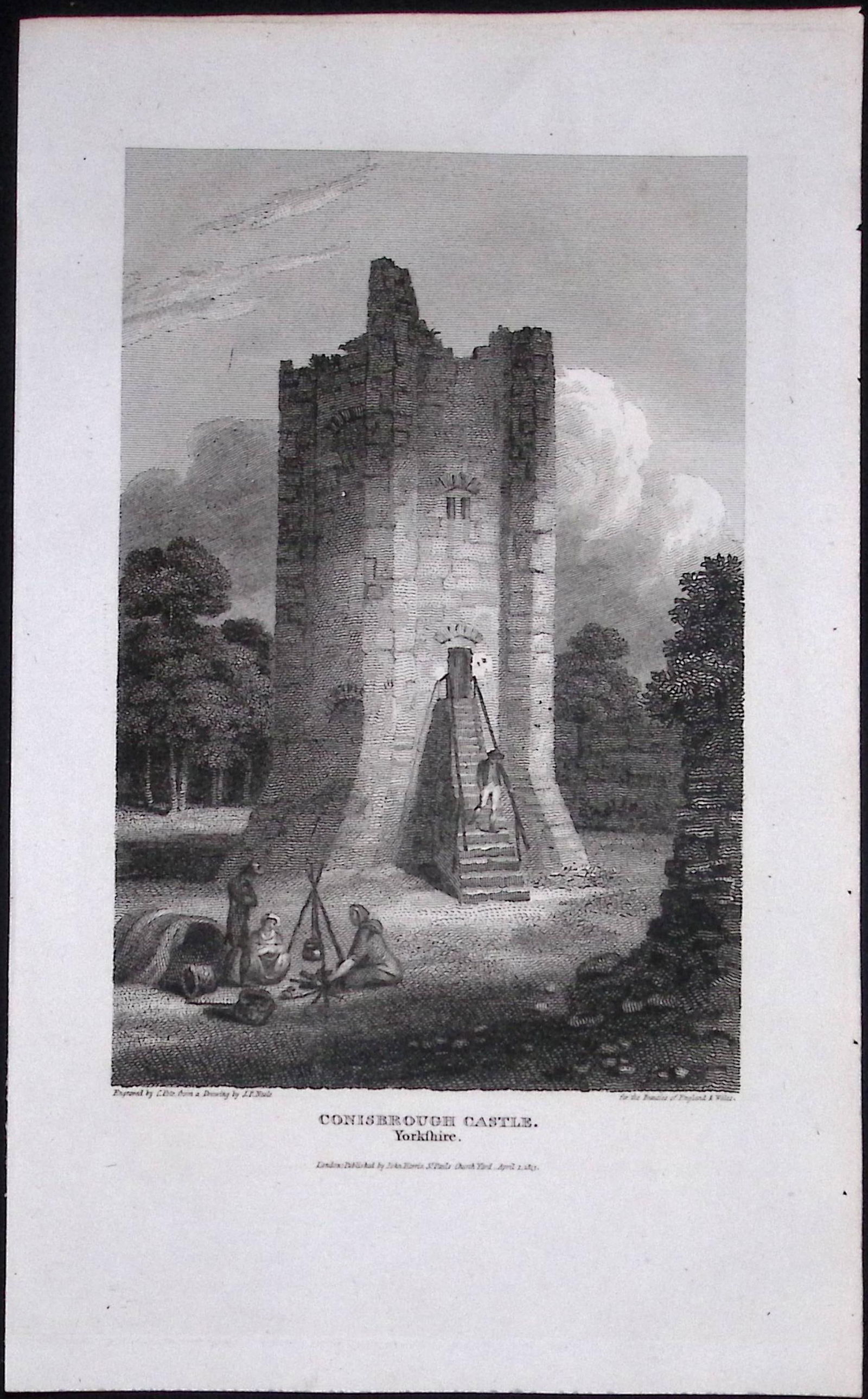 Conisbrough Castle Yorkshire Antique 213 Years-Old Steel-Engraving-37: Title: Conisbrough Castle Yorkshire Antique 213 Years-Old Steel-Engraving-37 Description: This Yorkshire Georgian Antique Print Was Removed from a First Edition of.