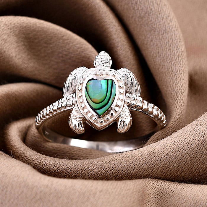 New! Royal Bali - Abalone Shell Turtle Ring In Sterling Silver: Title: New! Royal Bali - Abalone Shell Turtle Ring In Sterling Silver Description: New! Royal Bali - Abalone Shell Turtle Ring in Sterling Sil