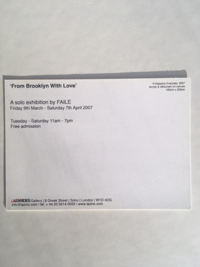 Faile (b 1975 & 76-) Original ‘It Happens Everyday’ Postcard From Lazerides Gallery, 200 - 2