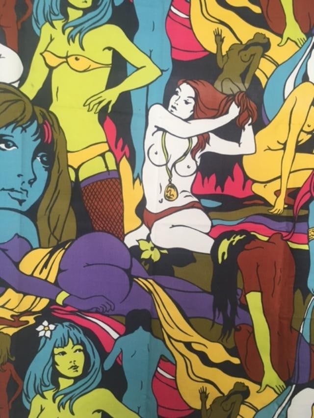 Switch On 70’s (1972) Rare/Unique, Wall Hanging Fabric By Bernard Wardle, In Vibrant Colours, : Title: Switch On 70’s (1972) Rare/Unique, Wall Hanging Fabric By Bernard Wardle, In Vibrant Colours, 1972 Description: Switch on 70’s (1972) RARE/UNIQUE, Wall Hanging Fabric by