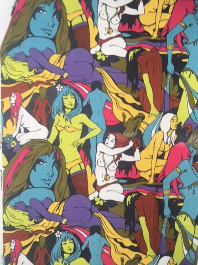 Switch On 70’s (1972) Rare/Unique, Wall Hanging Fabric By Bernard Wardle, In Vibrant Colours,  - 2