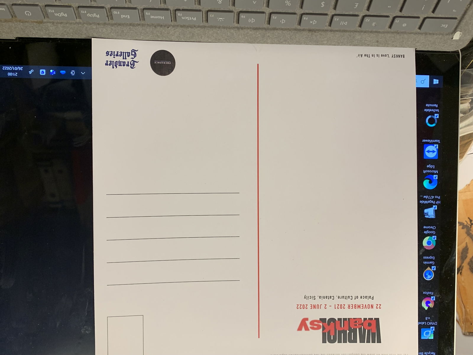 Banksy Rare Sicily Museum Invite Card Rare Free Post In UK - 2