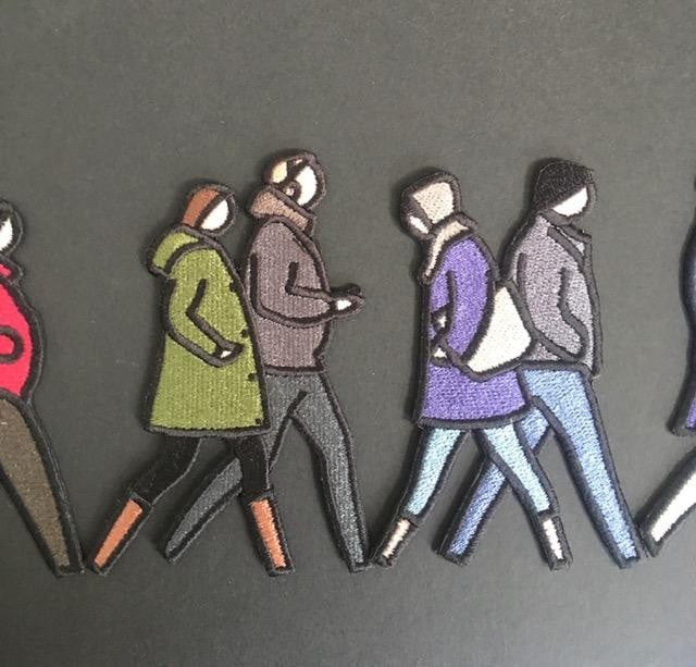 Julian Opie (1958-) ‘London Couples’, Embroidered Figurines On Board, Framed, 2021 - 5