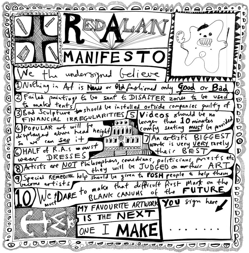 Grayson Perry CBE RA Hon Friba (b1960), By and After, ‘Red Alan Manifesto’, Print On Nap - 2