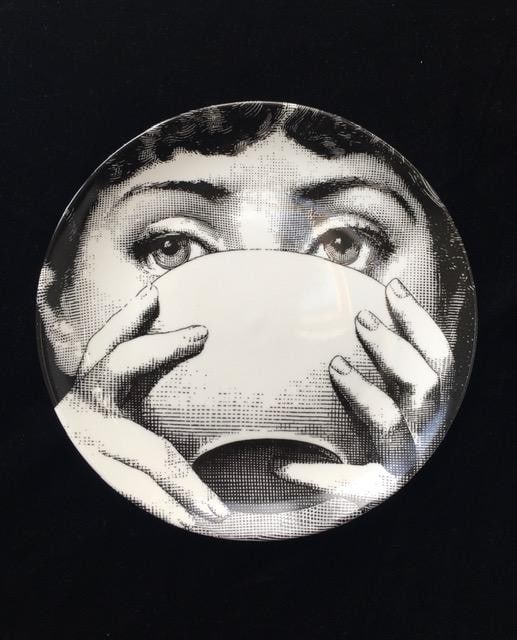 Fornasetti Style - Wall Plate, LINA, Variazioni (Drinking Tea) 8 inch Diameter (1 of 5)
