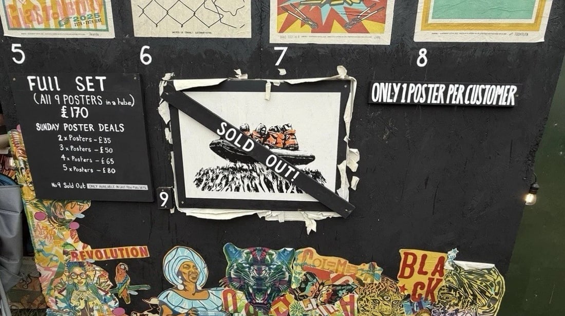 Banksy (b1974) Glastonbury Festival No9 Poster, ‘Immigrant Boat’ Screenprint With Proven - 10