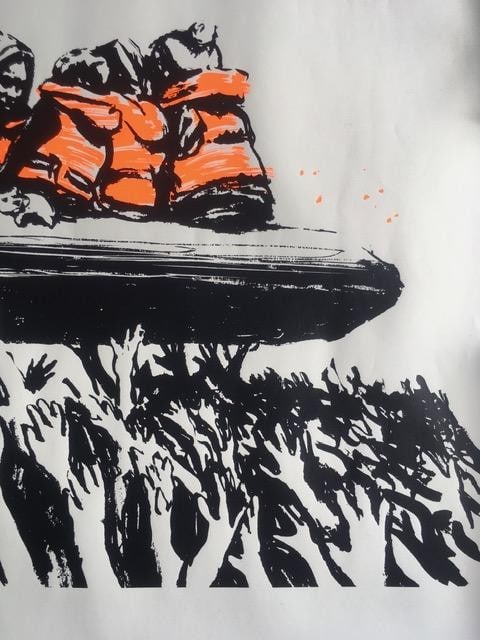 Banksy (b1974) Glastonbury Festival No9 Poster, ‘Immigrant Boat’ Screenprint With Proven - 5