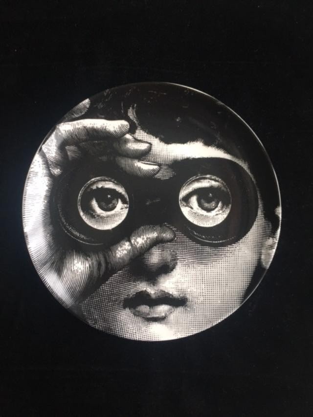 Fornasetti Style - Wall Plate, LINA, Variazioni (Spy Glasses) 8 inch Diameter: Title: Fornasetti Style - Wall Plate, LINA, Variazioni (Spy Glasses) 8 inch Diameter Description: Fornasetti Style - Wall Plate, LINA, Variazioni (Spy Glasses) 8 inch diameter Interior Design
