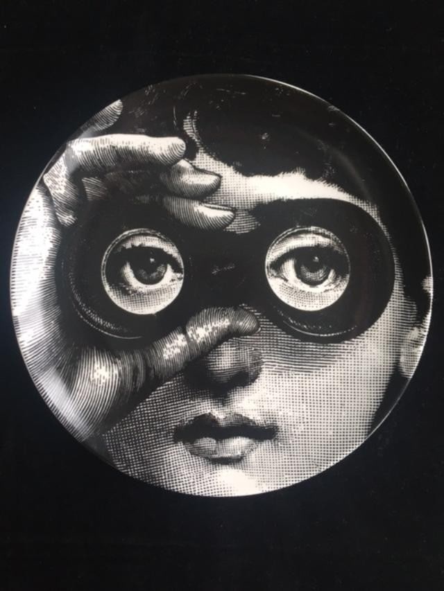Fornasetti Style - Wall Plate, LINA, Variazioni (Spy Glasses) 8 inch Diameter - 2
