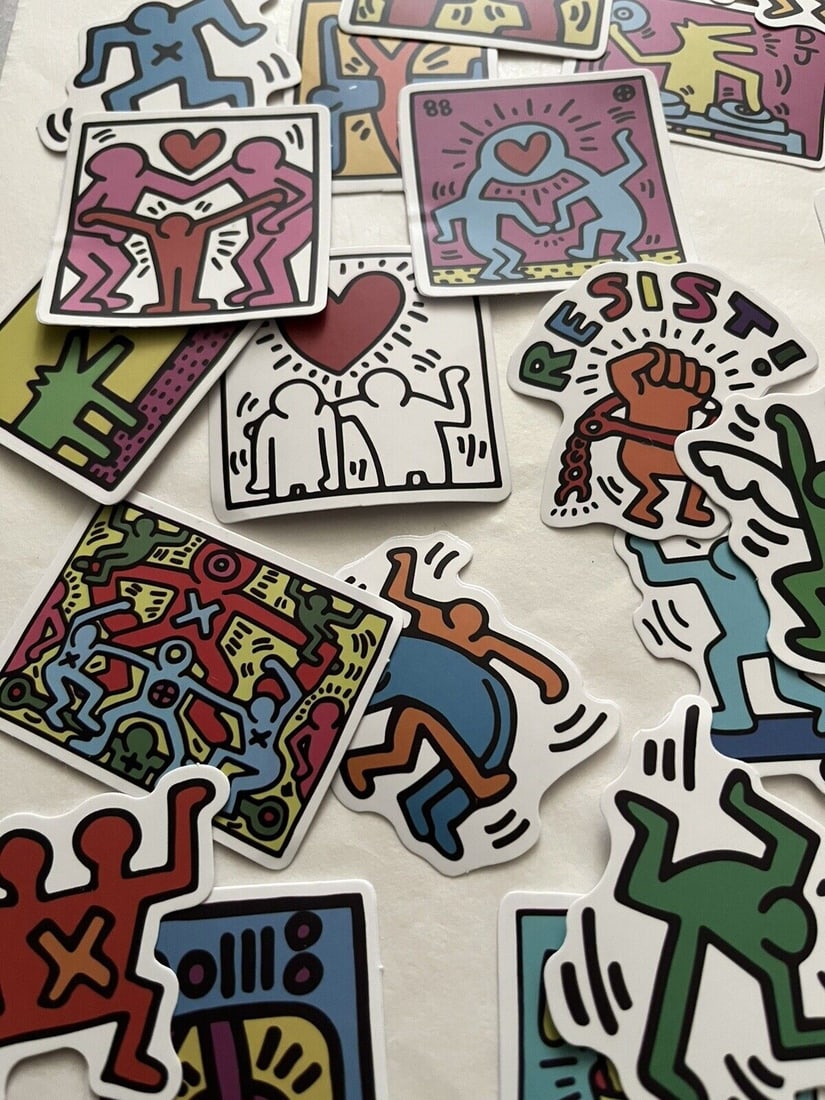 Keith Haring (1958-1990) 25 Piece Sticker Set, AV Size 5 x 5 cm Inc Family Hug, Disco Dino, 2020 - 3