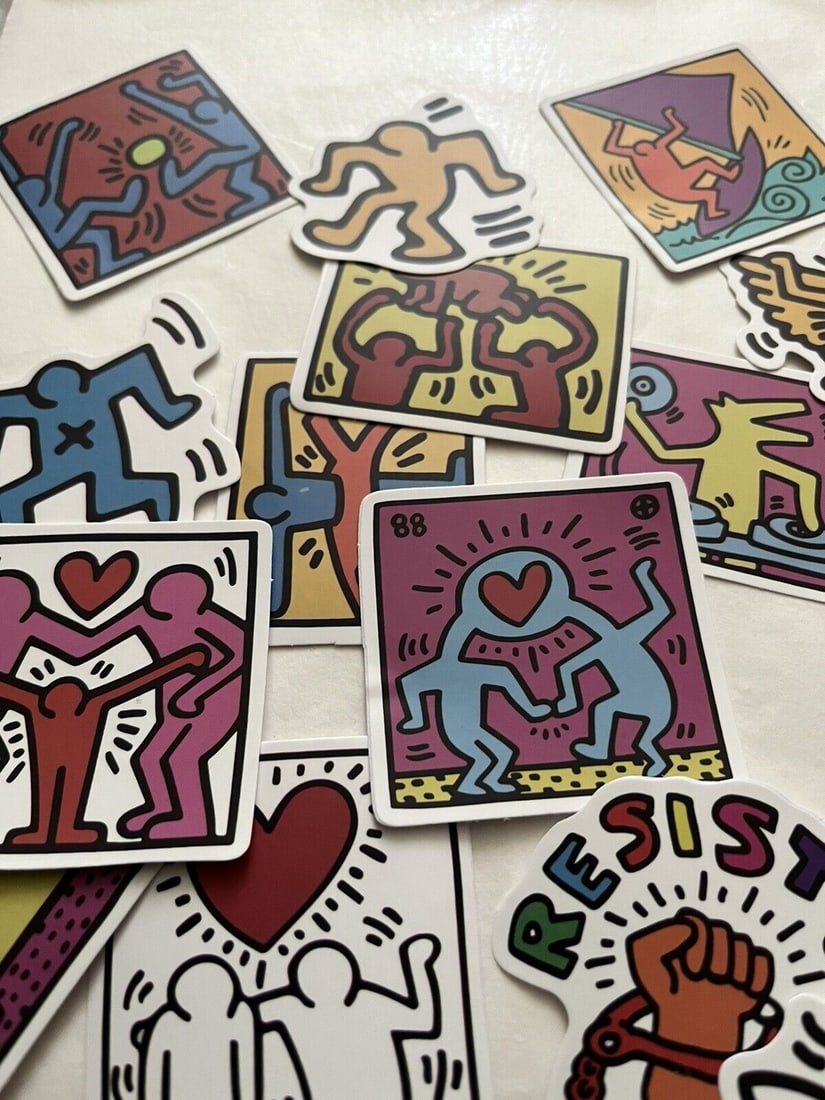 Keith Haring (1958-1990) 25 Piece Sticker Set, AV Size 5 x 5 cm Inc Family Hug, Disco Dino, 2020 - 6