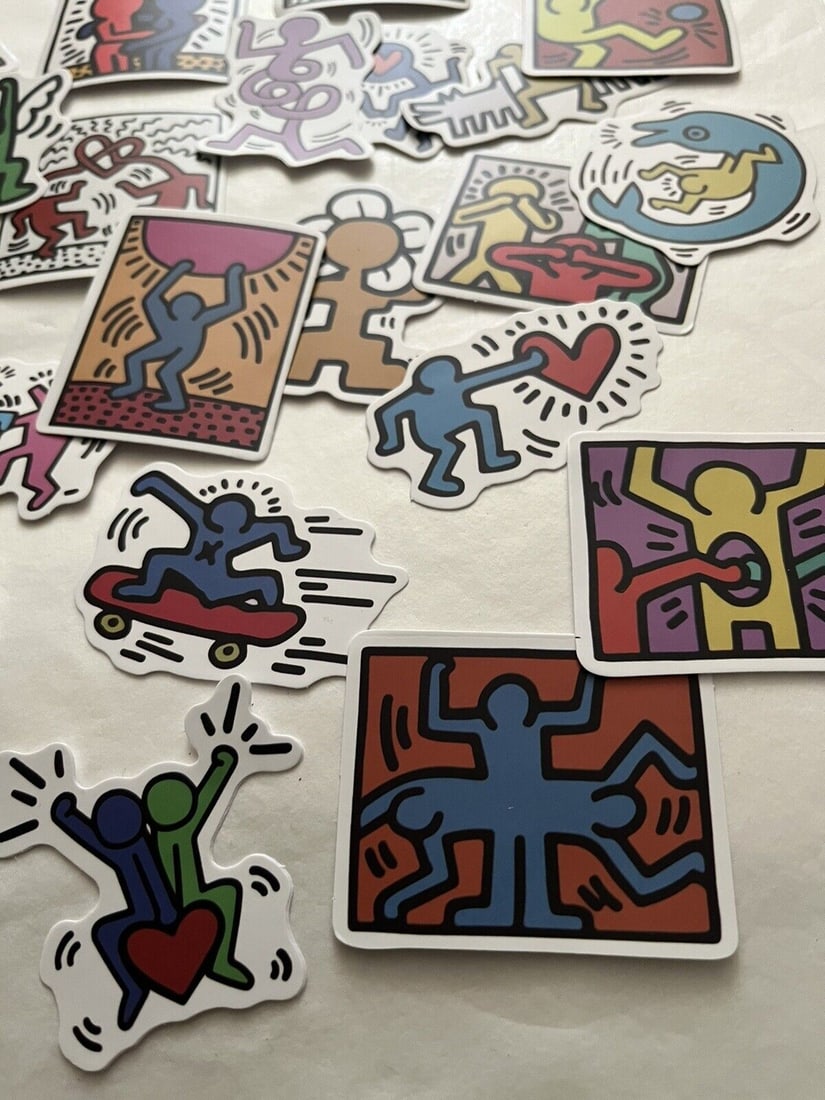 Keith Haring (1958-1990) 25 Piece Sticker Set, AV Size 5 x 5 cm Inc Family Hug, Disco Dino, 2020 - 7