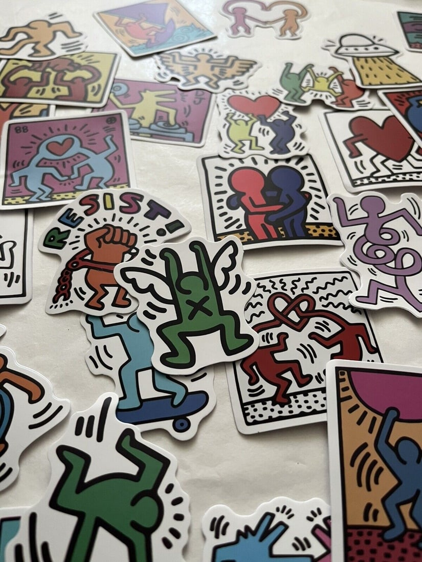 Keith Haring (1958-1990) 25 Piece Sticker Set, AV Size 5 x 5 cm Inc Family Hug, Disco Dino, 2020 - 8