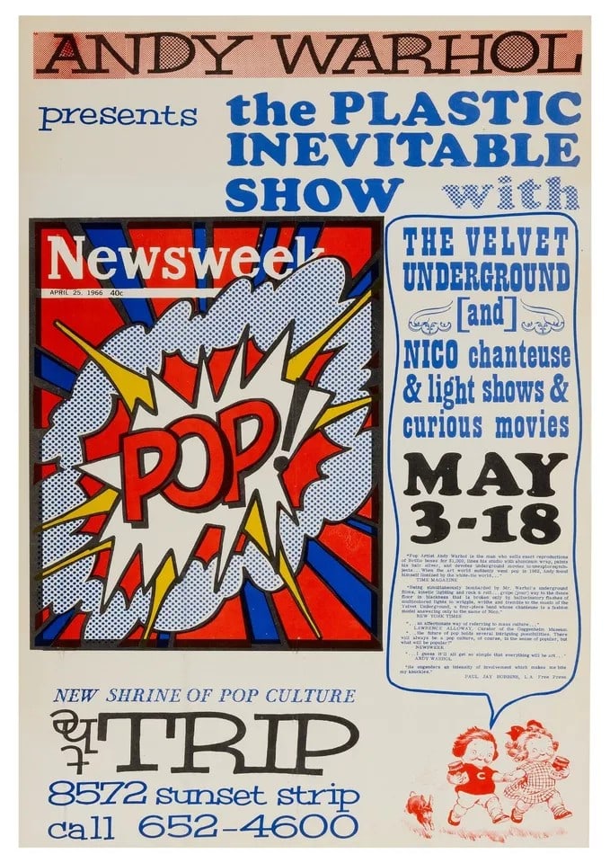 Andy Warhol (b 1928-87) ‘Andy Warhol Plastic Inevitable Show’ Gig Poster, Lithograph, 19 (1 of 1)