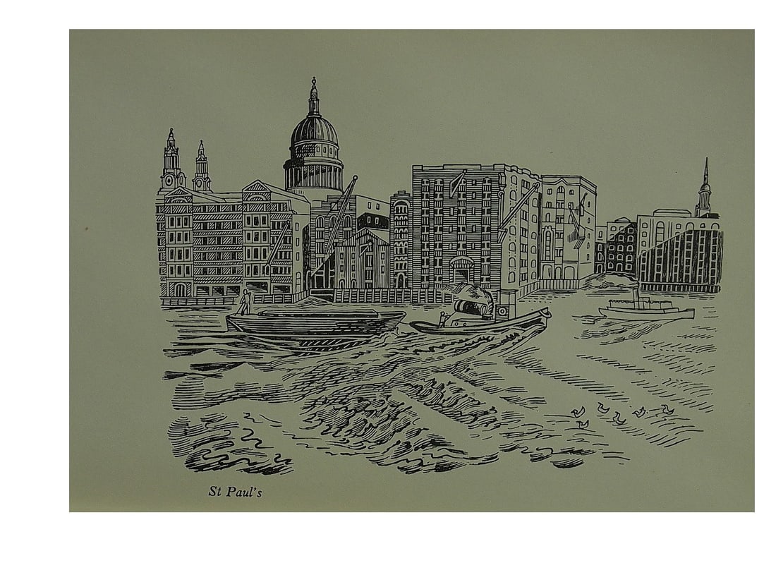 Edward Bawden Original Lithograph - London, St Pauls: Title: Edward Bawden Original Lithograph - London, St Pauls Description: Edward Bawden RA (10 March 1903 – 21 November 1989) English painter, illustrator and graphic artist, known for
