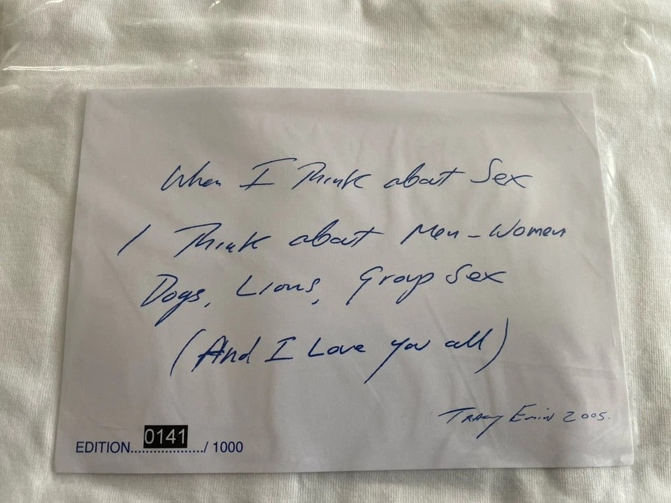 Tracy Emin (b1963)‘When I Think About Sex’ White Cube Exhibition T-Shirt and Catalogue,  - 19