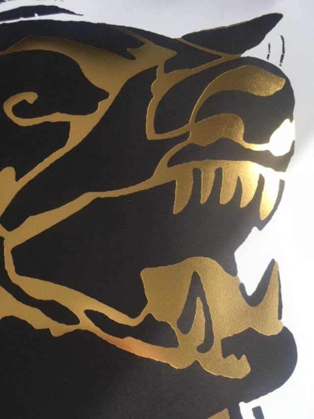 Faile (b 1975 & 76) Alsatian ‘Black/Gold’ Embossed Screen Print On Paper Signed, Limited - 12