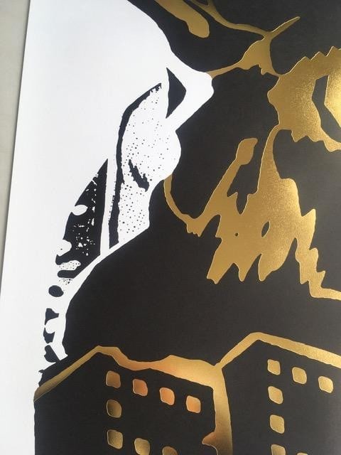 Faile (b 1975 & 76) Alsatian ‘Black/Gold’ Embossed Screen Print On Paper Signed, Limited - 5