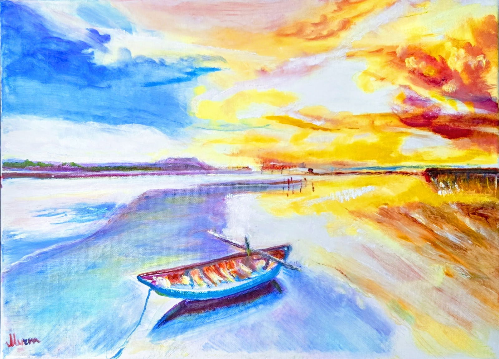 Sunburst: Title: Sunburst Description: Oil on canvas, artist: Myrna Higgins, dimensions: 30 x 40 cm Condition: New Delivery option: Collection & Delivery Location: FY6 Category: Art