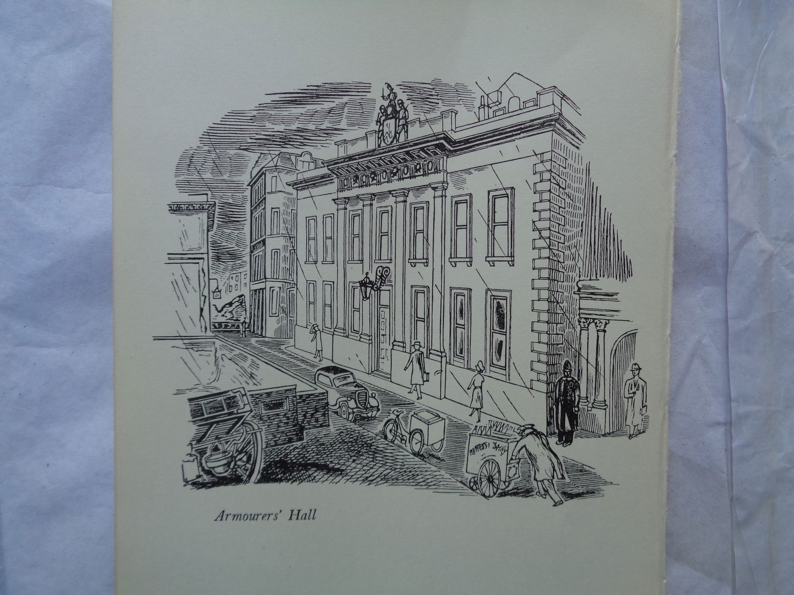 Edward Bawden CBE RA Original Vintage Historic Lithograph of London Historic Armourers Hall (1 of 1)
