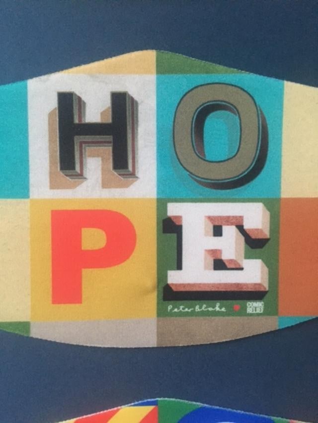Peter Blake (1932-) Love, Hope, Britain Comic Relief Face Masks Signed, Framed, 2020 - 4
