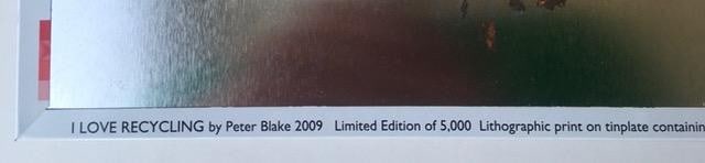 Peter Blake (b1932) I Love Recycling, Signed, Tin Plate, Signed, Certificate of Authenticity, 200... - 11