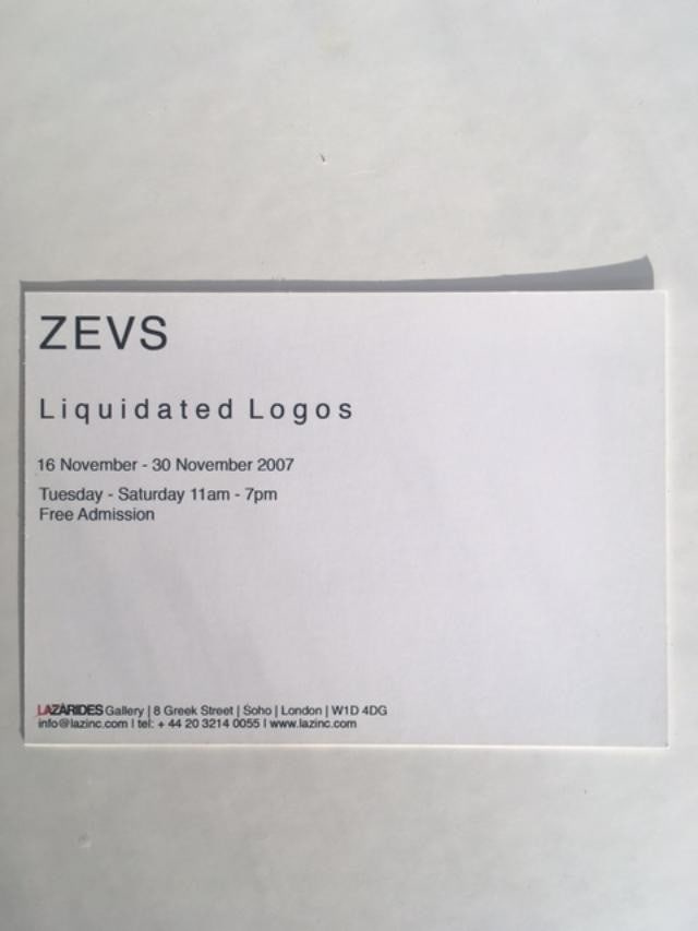 Zevs (b 1977-) Original ‘Liquidated Logos’ Postcard From Lazerides Gallery, 2007 - 2