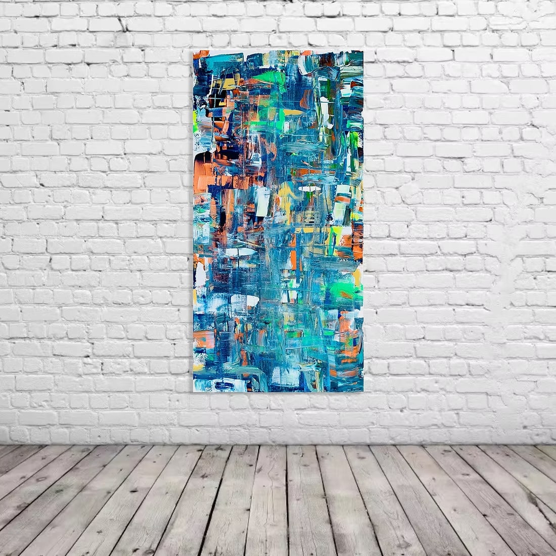 Steel Jungle: Title: Steel JungleDescription: Original abstract painting Acrylic on canvas Ready to hang W 50cm x H 100cm x&#