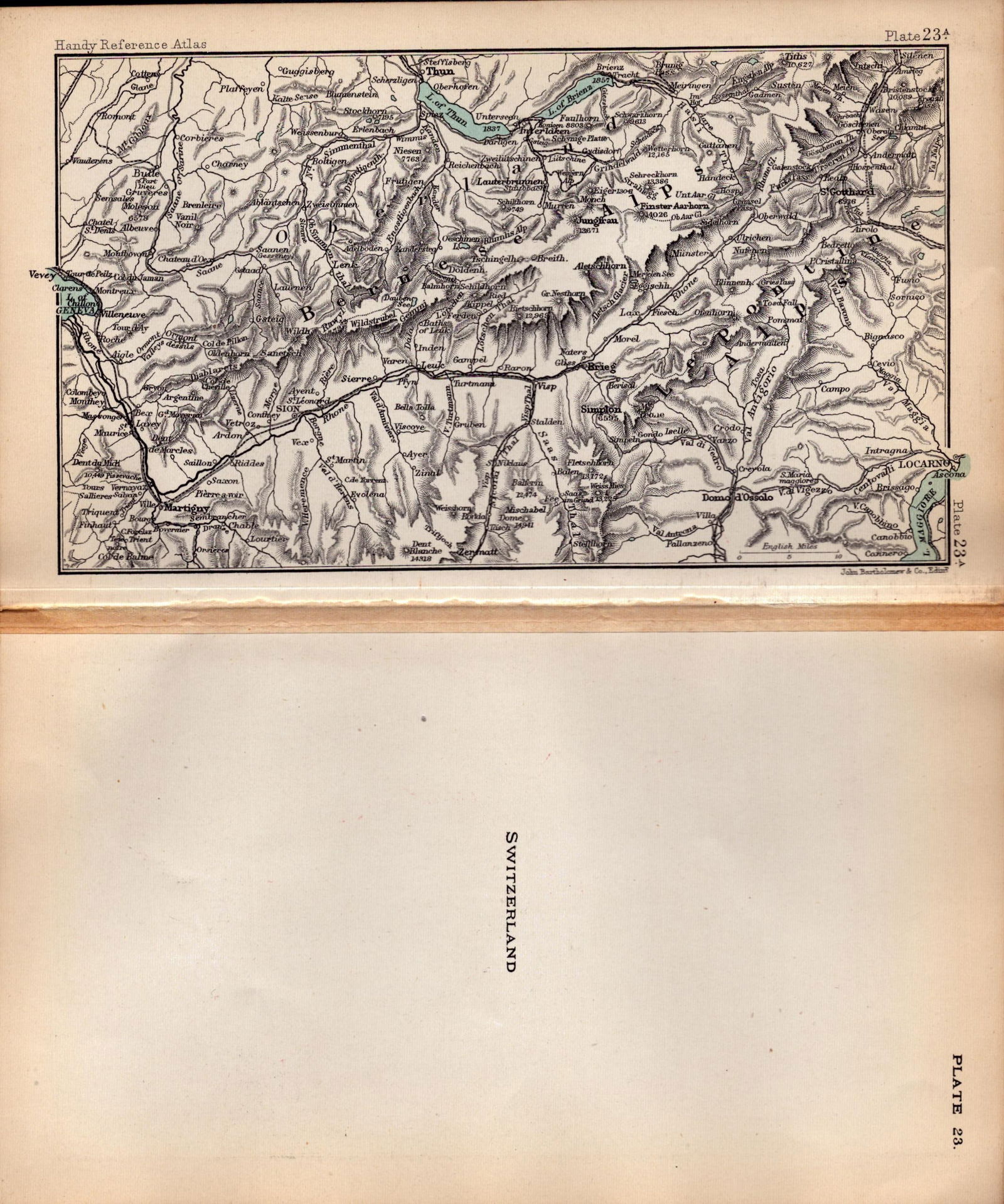 Switzerland & The Alps Area Double Sided Antique 1896 Map.-23 - 2