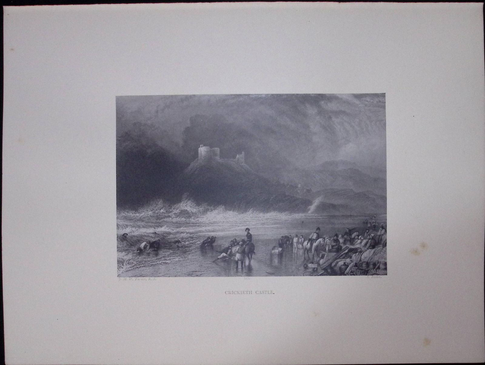 J.M.W Turner Rare “Crickieth Castle Wales” 1873 Picturesque Views in England-16: Title: J.M.W Turner Rare “Crickieth Castle Wales” 1873 Picturesque Views in England-16 Description: This Antique Was Removed from a 152 Years-Old Edition Of.