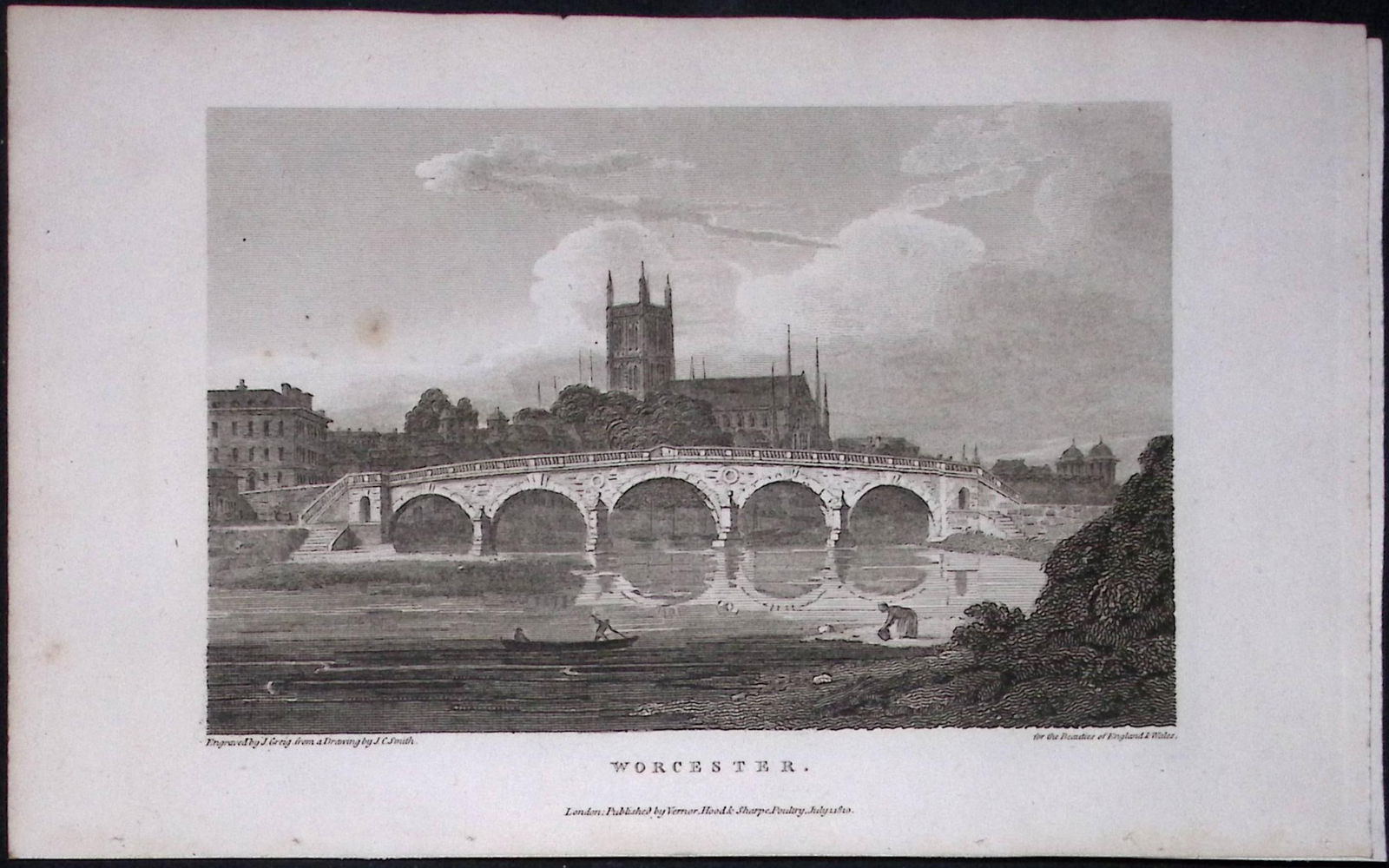 The City of Worcester Antique 211 Years-Old Georgian Steel-Engraving-326.: Title: The City of Worcester Antique 211 Years-Old Georgian Steel-Engraving-326. Description: The City of Worcester Antique 211 Years-Old Georgian Steel-Engraving-326. <