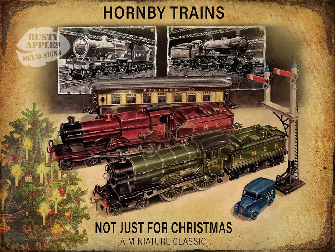 Hornby Train Set ""Not Just For Christmas"" Nostalgic Metal Wall Art: Title: Hornby Train Set "Not Just For Christmas" Nostalgic Metal Wall Art Description: ★ Approx Size 12” x 8” (Inches) 300 x 200 (mm). ★ Our