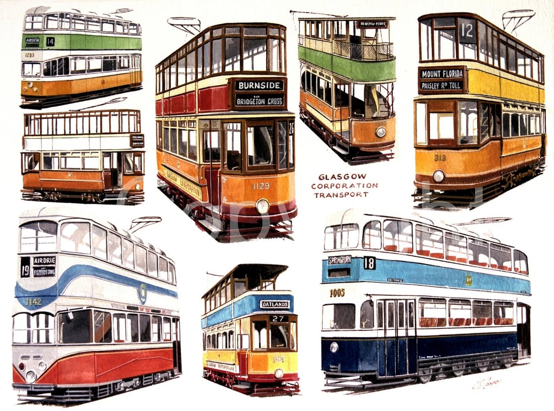 Glasgow Eight Nostalgic Vintage Trams Montage Large Metal Wall Art: Title: Glasgow Eight Nostalgic Vintage Trams Montage Large Metal Wall Art Description: ★ Approx Size 12” x 8” (Inches) 300 x 200 (mm). ★ Our