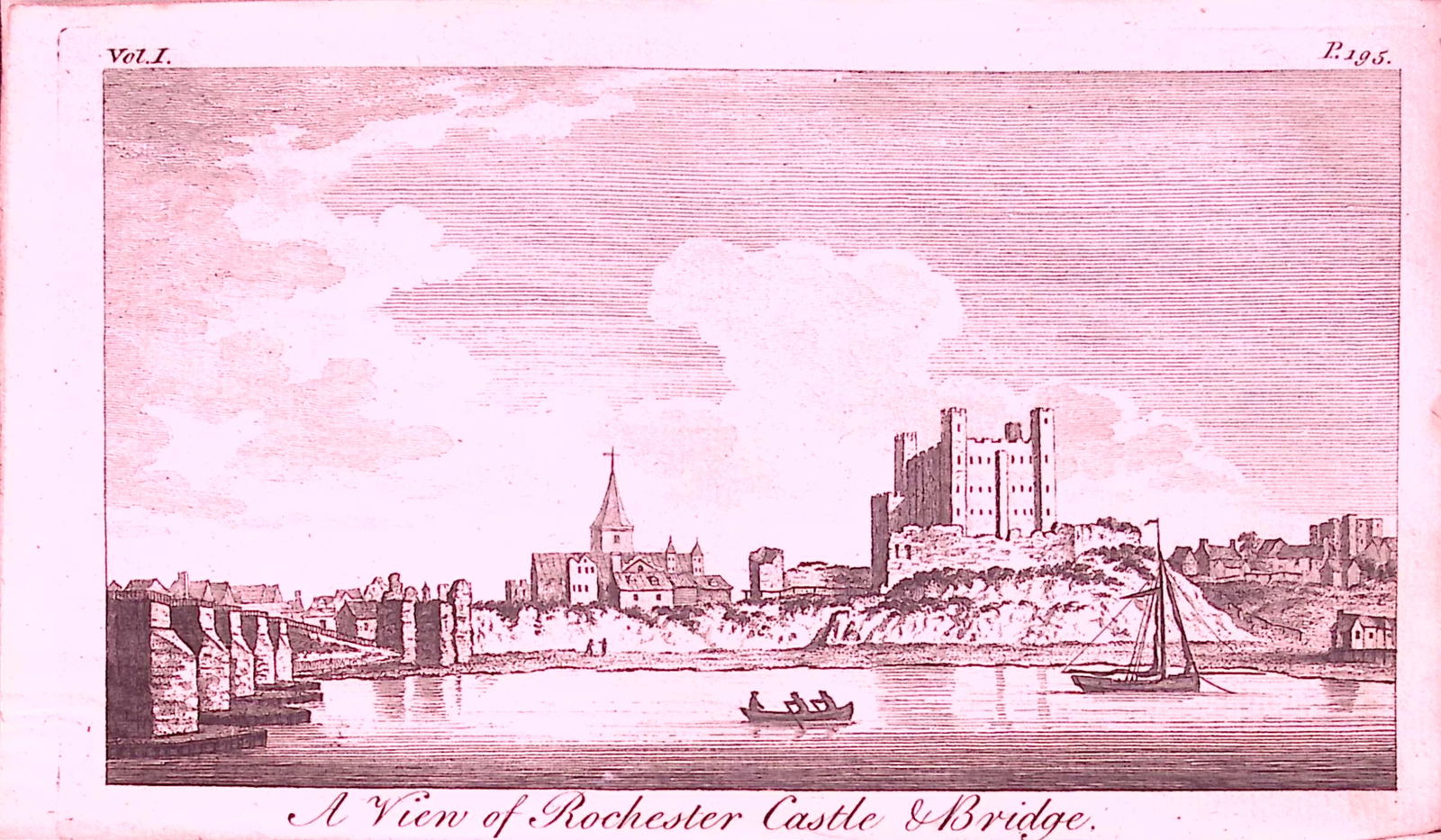 Rochester Castle & Bridge Rare 1776 Georgian Copper Plate Antique Engraving -85: Title: Rochester Castle & Bridge Rare 1776 Georgian Copper Plate Antique Engraving -85 Description: This Nearly 250-Year-Old Antique Piece Was Removed from an Edition of.