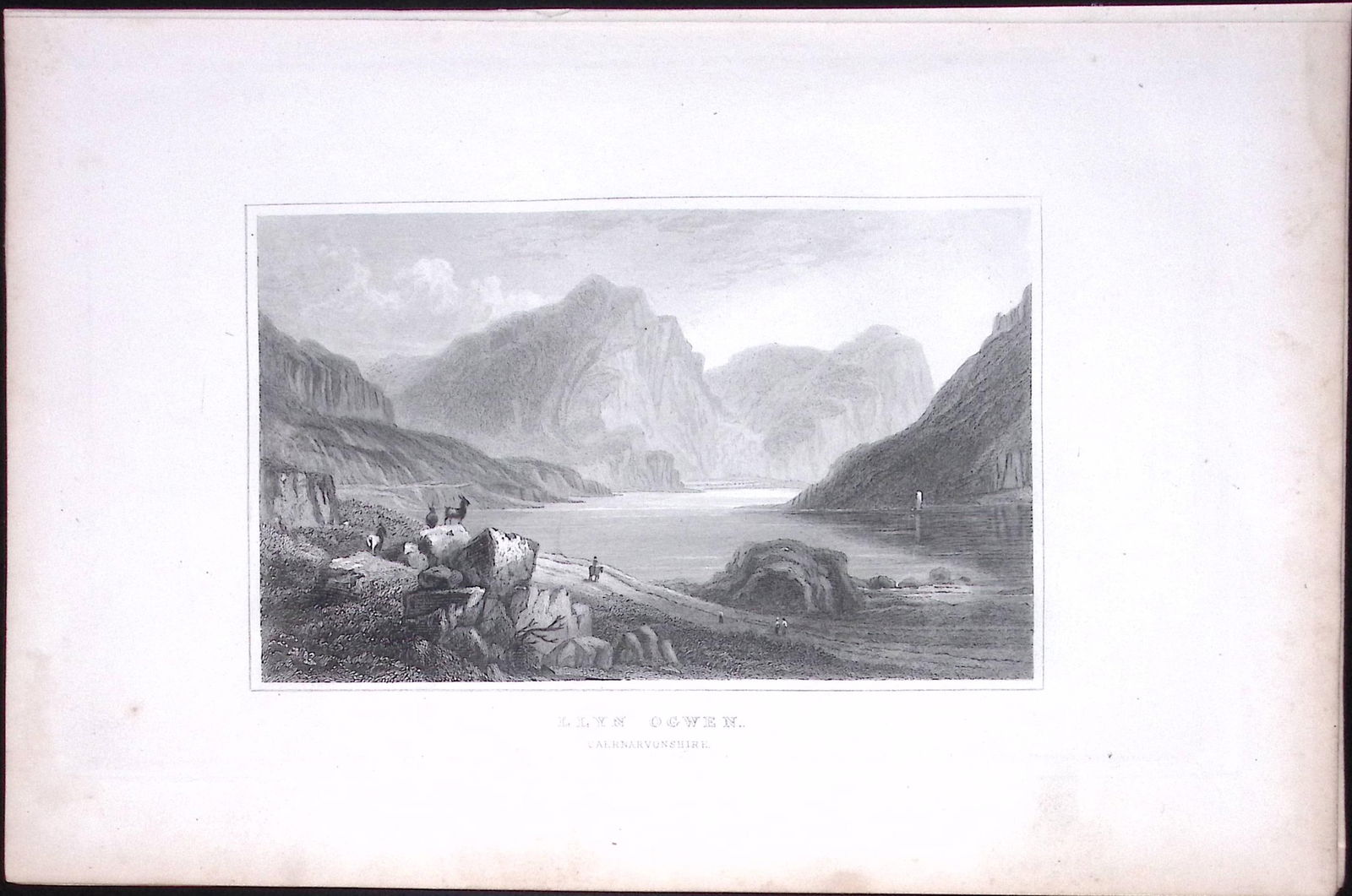 Wales-Llyn Ogwen Snowdonia Antique 166-Year-Old Steel Engraving-8 (1 of 2)