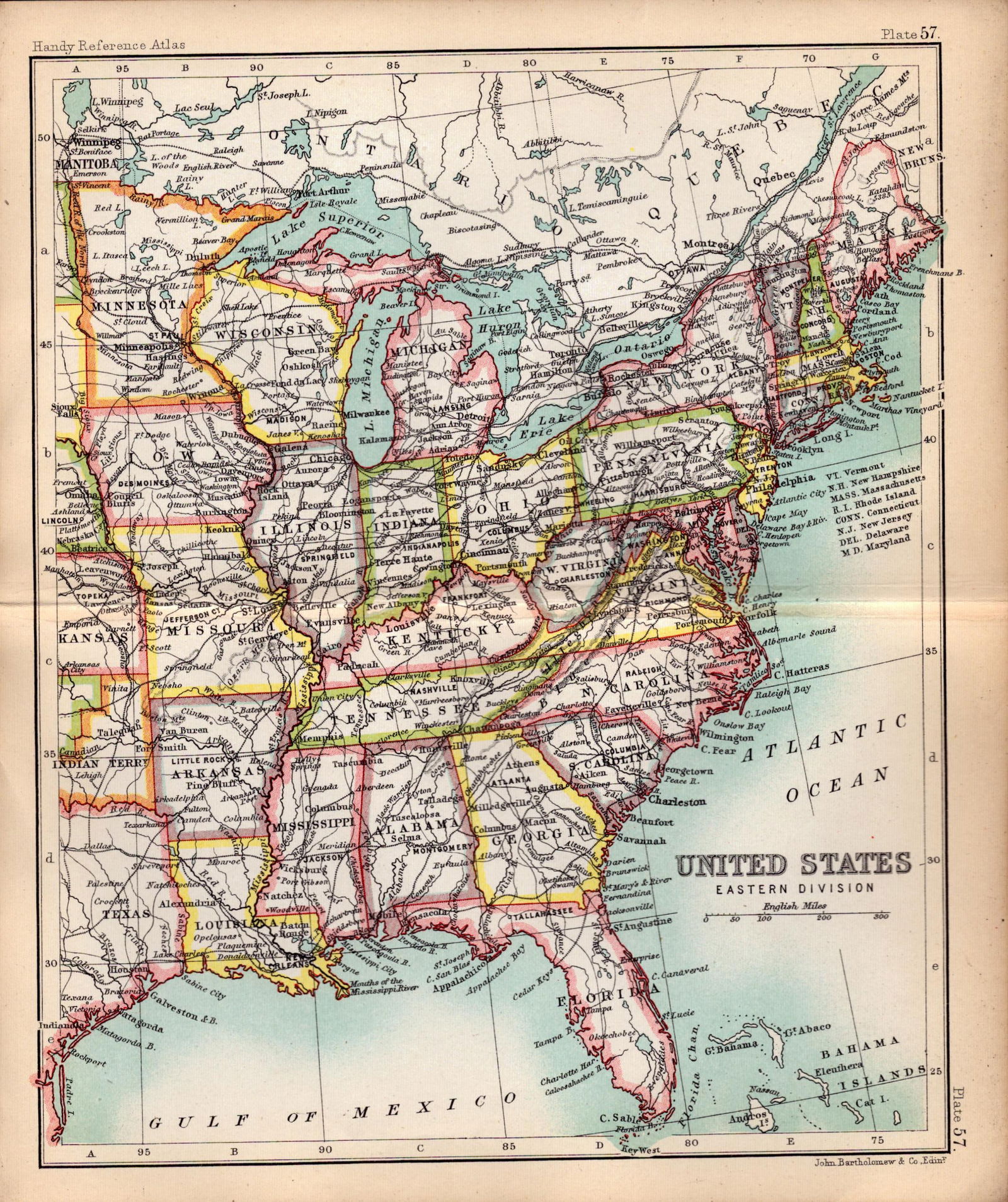 USA Eastern Division Double Sided Victorian Antique 1896 Map. (1 of 3)