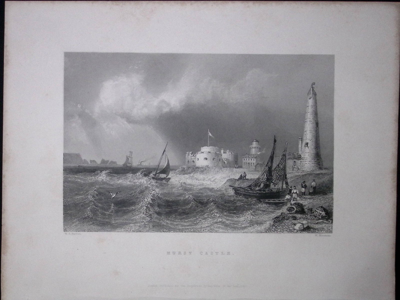 Hampshire Hurst Castle WH Bartlett 1842 Antique Steel Engraving-95: Title: Hampshire Hurst Castle WH Bartlett 1842 Antique Steel Engraving-95 Description: This Steel Engraved Print Has Been Removed from an Antique 1842 Edition of. </
