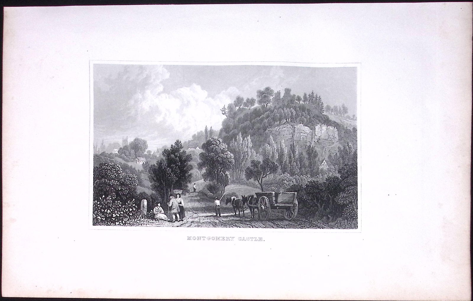 Wales-Montgomery Castle Antique 166-Year-Old Steel Engraving-5: Title: Wales-Montgomery Castle Antique 166-Year-Old Steel Engraving-5 Description: This Antique Steel Engraving Was Removed from a 166-Year-Old Edition of. B. B. Wo