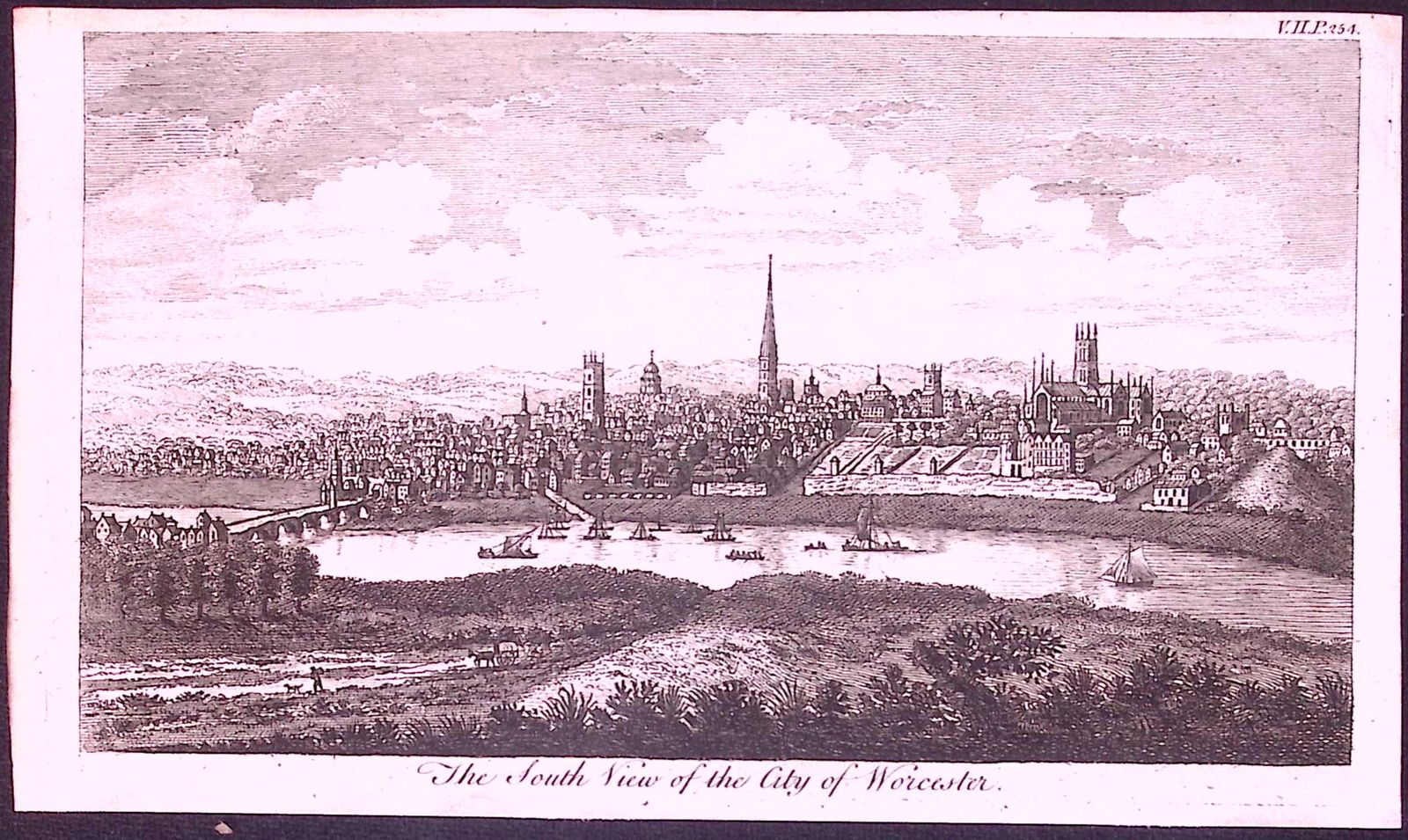 City of Worcester Rare 1776 Georgian Copper Plate Antique Engraving -71: Title: City of Worcester Rare 1776 Georgian Copper Plate Antique Engraving -71 Description: This Nearly 250-Year-Old Antique Piece Was Removed from an Edition of. A