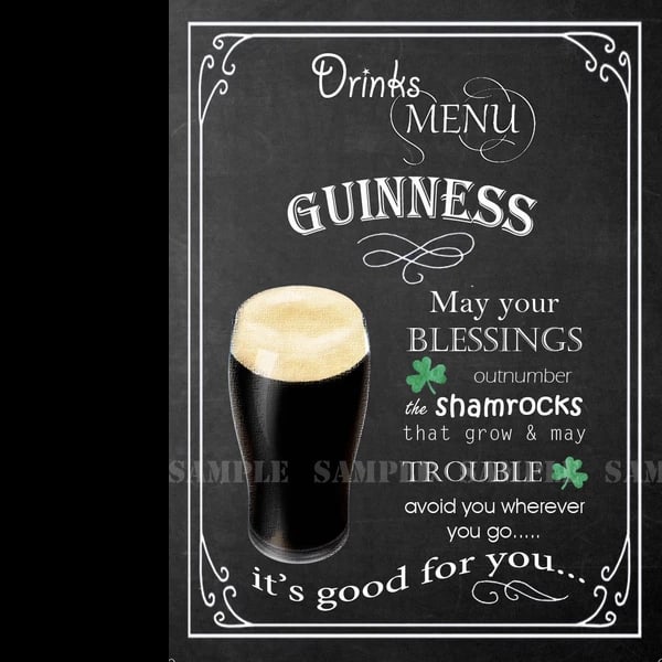 Guinness Pint of Stout Pub Nostalgic Drinks Of The Past & Present Metal Wall Art: Title: Guinness Pint of Stout Pub Nostalgic Drinks Of The Past & Present Metal Wall Art Description: ★ Approx Size 12” x 8” (Inches) 300 x 200 (mm).