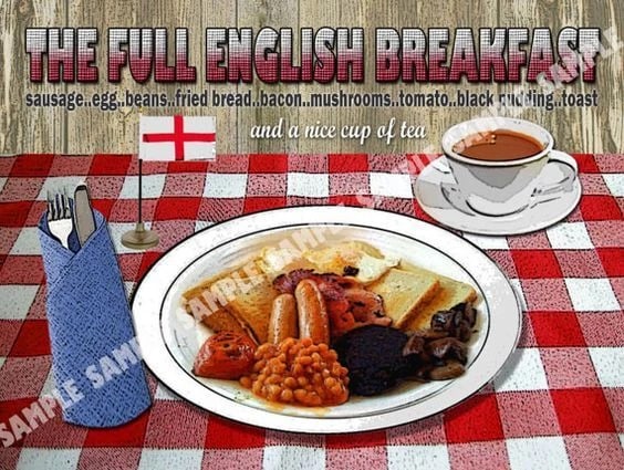 The Full English Breakfast Large Metal Wall Art: Title: The Full English Breakfast Large Metal Wall Art Description: ★ Approx Size 12” x 8” (Inches) 300 x 200 (mm). ★ Our Metal Art Design C