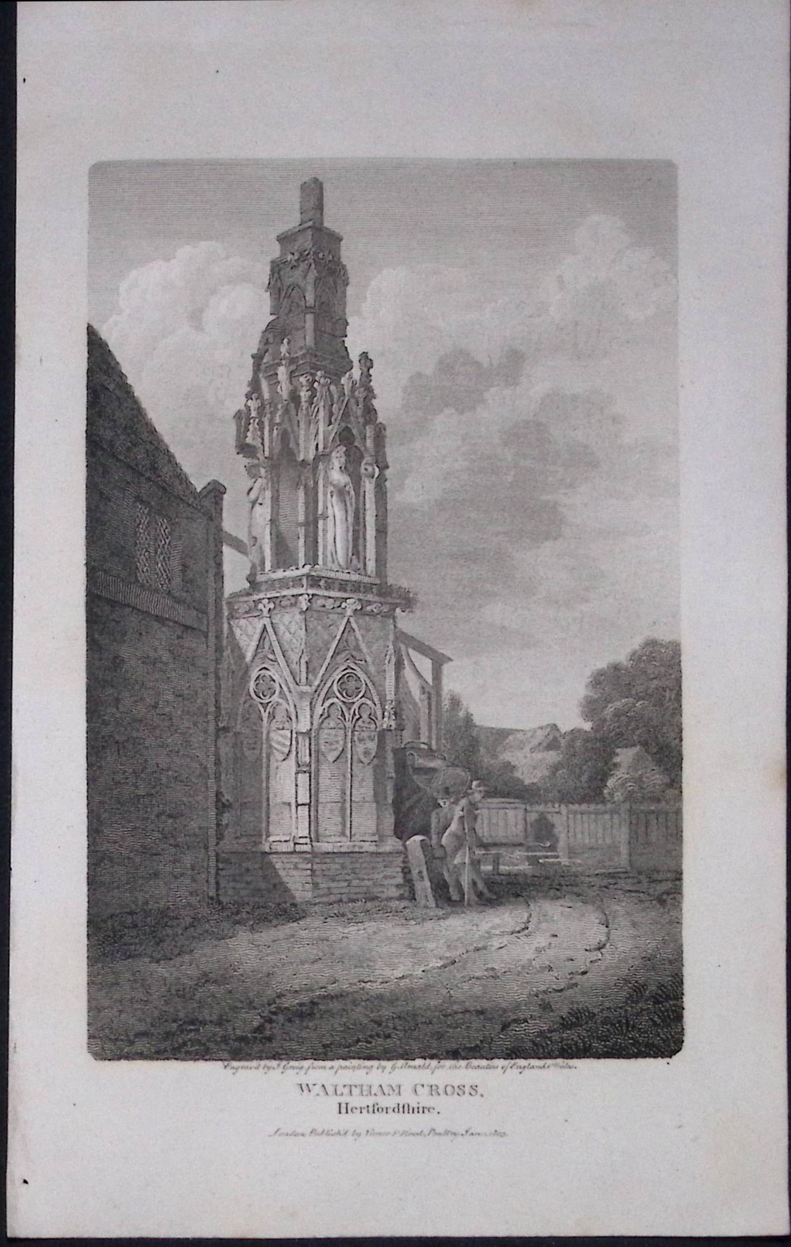Waltham Cross Herts Antique 218 Years-Old Georgian Steel-Engraving-305 (1 of 1)