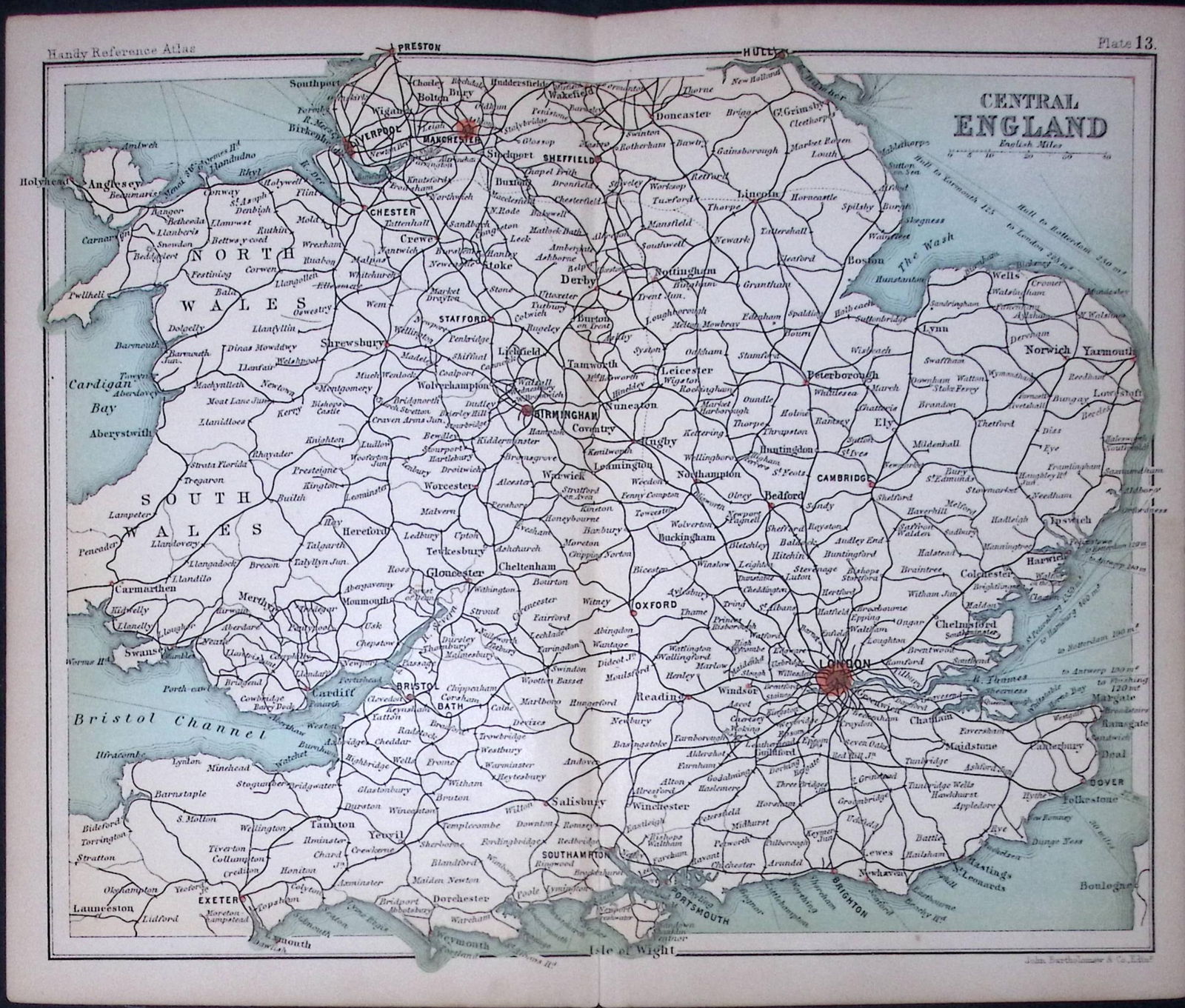 Central England Area Double Sided Antique 1896 Map-13 (1 of 2)