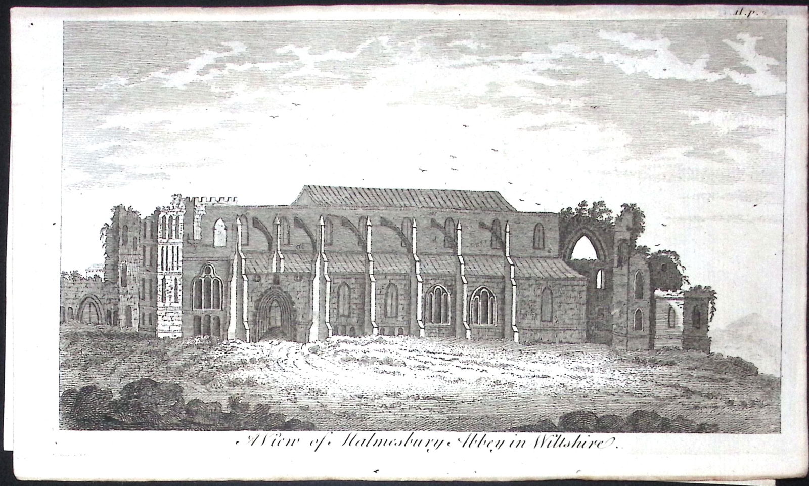 Wiltshire Malmsbury Abbey Rare Georgian Copper Antique 1776 Engraving-117.: Title: Wiltshire Malmsbury Abbey Rare Georgian Copper Antique 1776 Engraving-117. Description: This Nearly 250-Year-Old Antique Piece Was Removed from an Edition of.